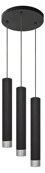 Lampa metalowa potrójna na kole TUBA czarna z chromem