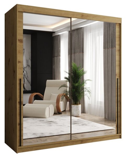 Szafa przesuwna z lustrem Garderoba SIMA T3 180 artisan + u. czarny