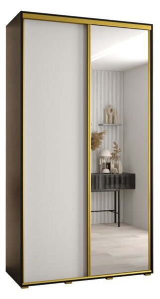 Szafa przesuwna wysoka Davos 3 130, gł. 60 cm czarny + biały + złoty