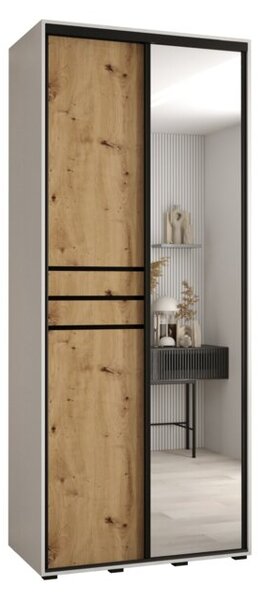 Szafa przesuwna wysoka Davos 11 120, gł. 60 cm biały + artisan + czarny