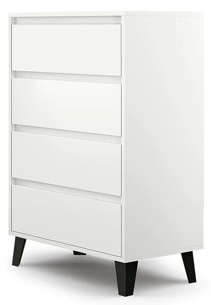 Biała komoda na nóżkach z 4 szufladami E5-W12