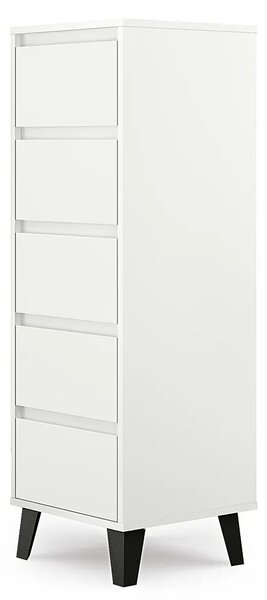 Wysoka biała komoda z 5 szufladami A8-S55