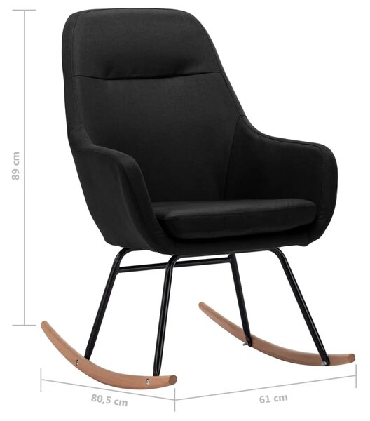 Tapicerowany, czarny fotel bujany R1-R66