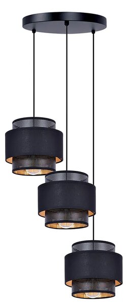 Czarna lampa wisząca z 3 abażurami nad stół - A514-Difa