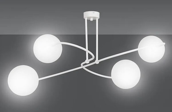 Biała lampa sufitowa z mlecznymi kloszami - 4X D100 E4-K93