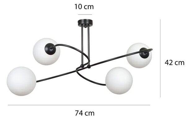 Biała lampa sufitowa z mlecznymi kloszami - 4X D100 E4-K93