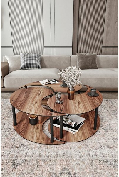 Zestaw stolików konferencyjnych Yin Yang Walnut, 3 szt