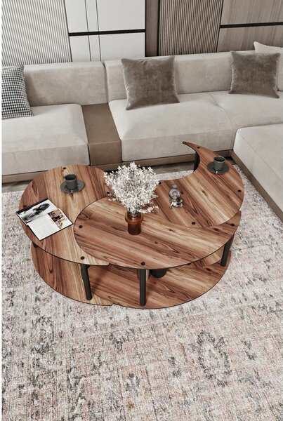 Zestaw stolików konferencyjnych Yin Yang Walnut, 3 szt