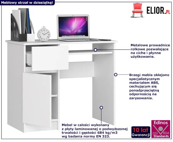 Białe biurko dla dzieci z szufladą W6-H55