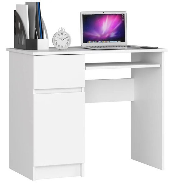 Białe biurko proste z szufladą - Strit 3X
