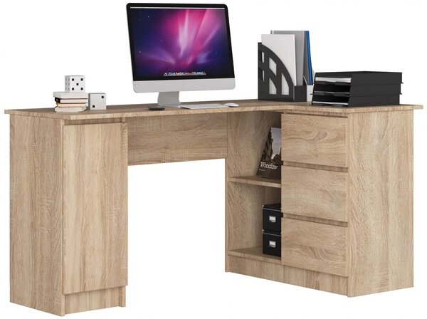Narożne duże biurko komputerowe z półkami dąb sonoma prawostronne - Osmen 4X
