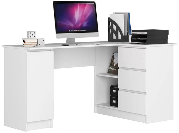 Biurko duże komputerowe i gamingowe narożne z szufladami i szafką Osmen 4X - białe