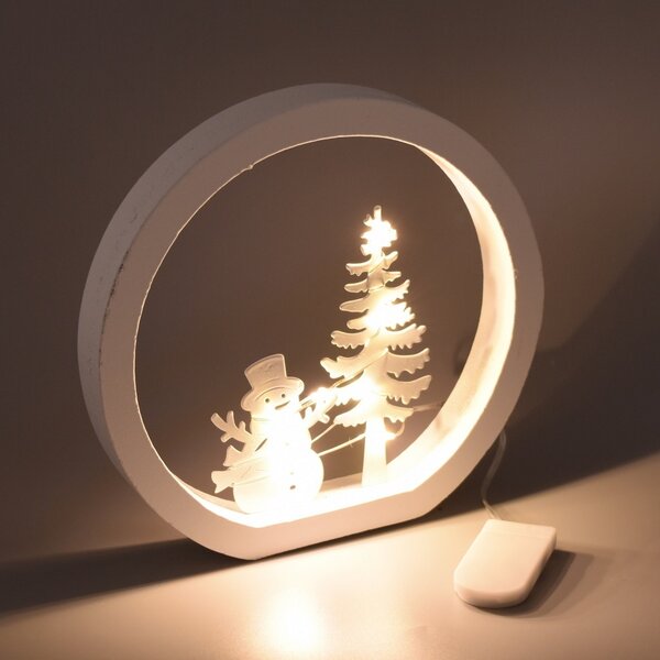 Świąteczna dekoracja LED Bałwanek, średnica 15 cm,ciepła biel