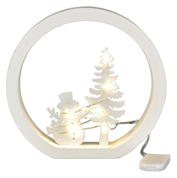 Świąteczna dekoracja LED Bałwanek, średnica 15 cm,ciepła biel