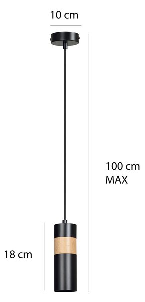 Czarna pojedyncza lampa wisząca - 10X D101 F2-D71