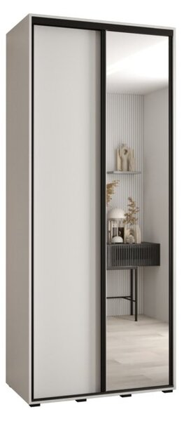 Szafa przesuwna wysoka Davos 3 110, gł. 45 cm biały + biały + czarny