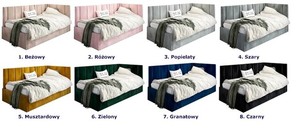 Zielone tapicerowane łóżko z oparciem F3-W61