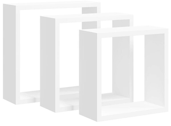 Półki ścienne kostki, 3 szt., białe, mdf