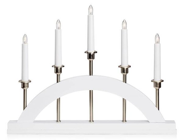 Świecznik stołowy biały stalowy Bridge candlestick biały