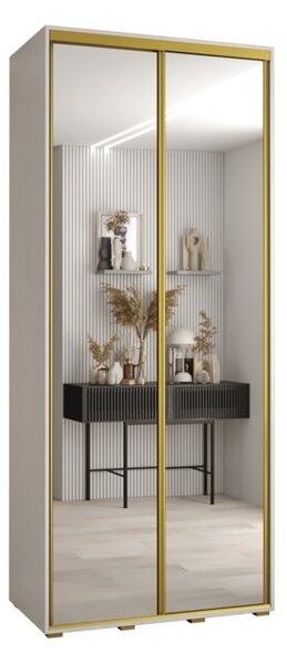 Szafa przesuwna wysoka Davos 2 110, gł. 60 cm biały + biały + złoty