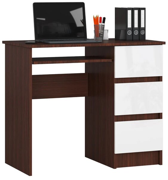 Komputerowe biurko z szufladami wenge + biały N1-F25