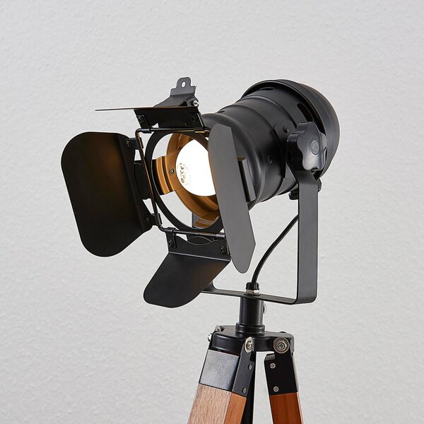 Lampa stojąca Hilma Lindby, brązowy / rdzawy, salon / jadalnia, drewno, industrialny