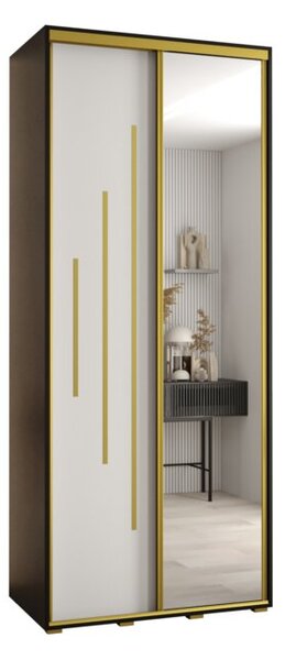 Szafa przesuwna wysoka Davos 13 100, gł. 45 cm czarny + biały + złoty