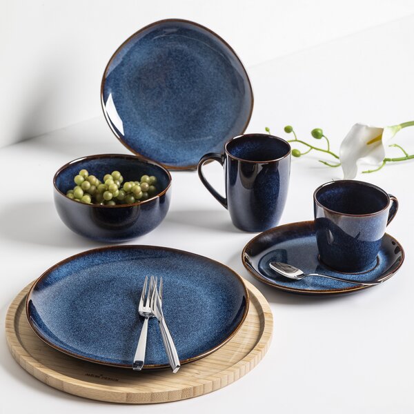 Altom Ceramiczny płytki talerz Reactive Navy Blue 25,5 cm