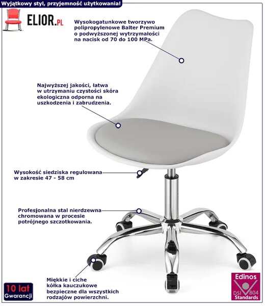 Skandynawski biało-szary obrotowy fotel S2-T98
