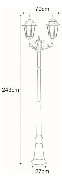 Czarna podwójna stojąca lampa ogrodowa wysoka - S326 B1-D68