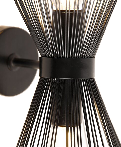 Lampa ścienna art deco czarna 2-światłowa - Broom