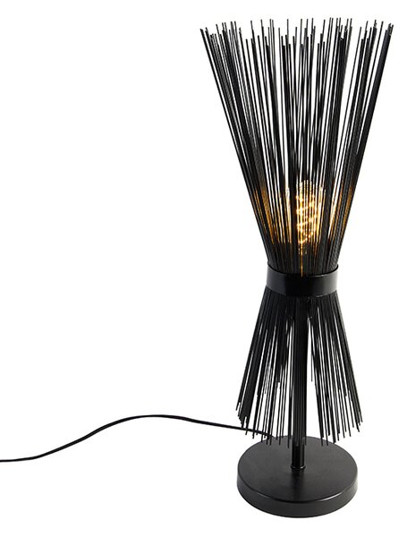 Wiejska lampa stołowa czarna - Broom Oswietlenie wewnetrzne