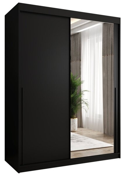 Szafa przesuwna z lustrem Garderoba SIMA T2 150 czarny + u. czarny