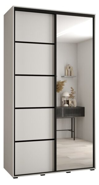 Szafa przesuwna wysoka Davos 5 140, gł. 45 cm biały + biały + czarny