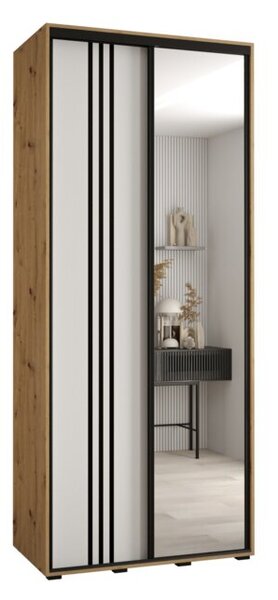 Szafa przesuwna wysoka Davos 7 110, gł. 60 cm artisan + biały + czarny