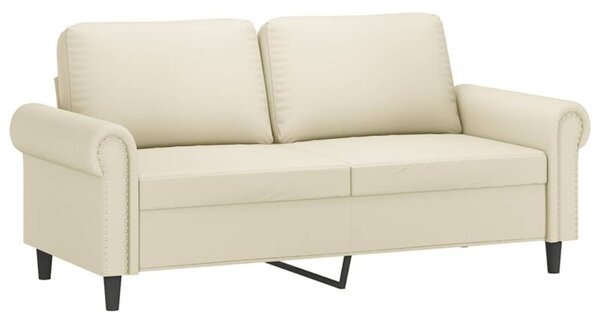 Sofa, 2-osobowa kremowy, 140 cm, sztuczna skÃ³ra