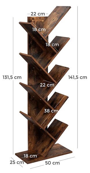 Brązowy Industrialny Regał Drzewko 80X35X100 G5-B93