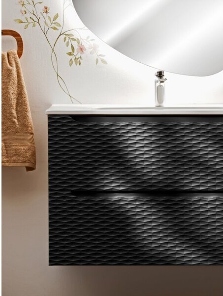 Szafka pod umywalkę OCEAN BLACK 82-80-2S 80cm dąb olejowany/
