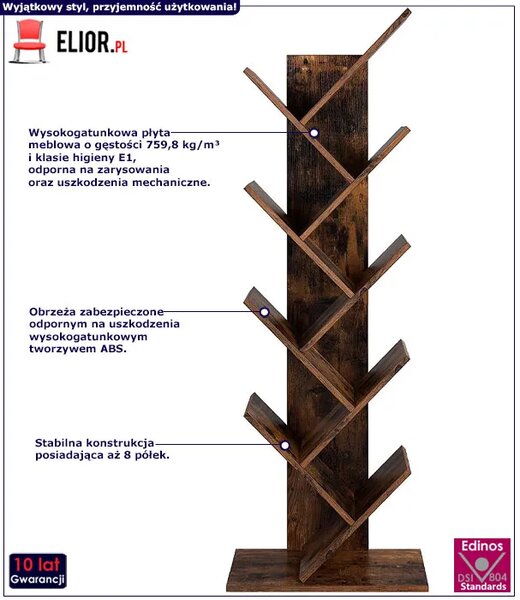 Brązowy Industrialny Regał Drzewko 80X35X100 G5-B93