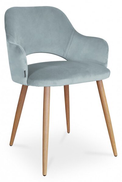 Krzesło MARCY / srebrno-niebieski / noga dąb / BL06