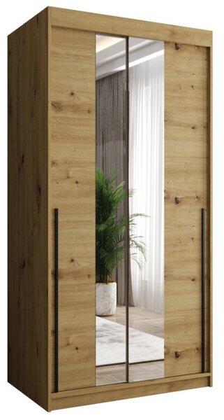 Szafa przesuwna z lustrem Garderoba SIMA T1 100 artisan + u. czarny