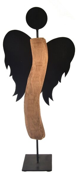 InDecor Anioł z drewna mango, czarny, 30 x 13 x 65cm