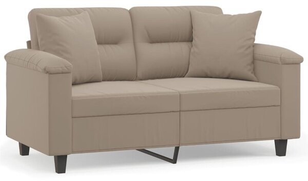 Sofa 2-osobowa z poduszkami, kolor taupe, 120 cm, mikrofibra