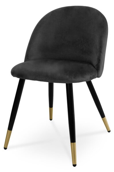 Nowoczesne krzesło tapicerowane SOLO - czarny / noga czarno-złota