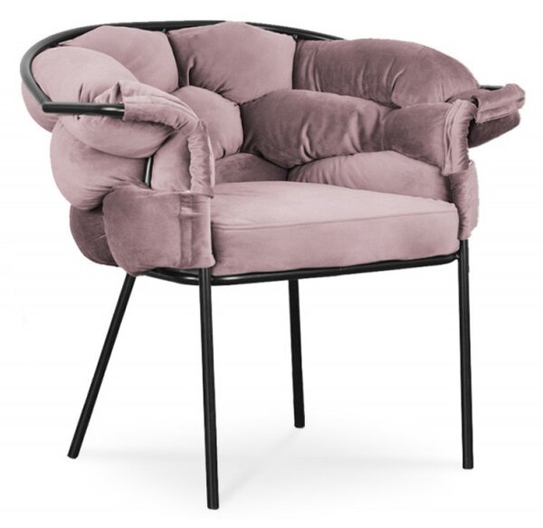 Nowoczesny fotel tapicerowany SHERRY - różowy / R62