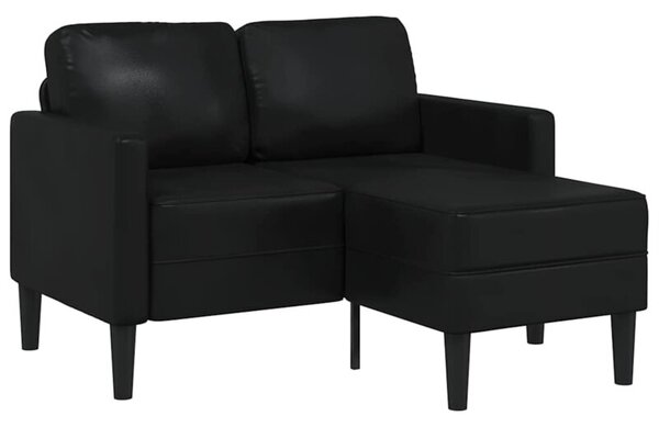 Sofa 2-osobowa z szezlongiem w ksztaÅcie litery l, czarna, 125 cm, skÃ³ra ekologiczna