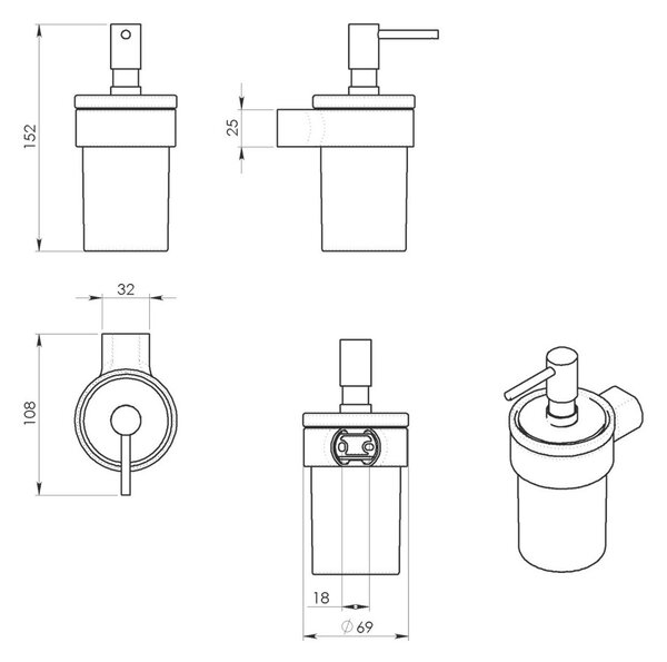 GEDY PI8188 Dozownik mydła Pirenei szkło mleczne/złoty mat, 110 ml