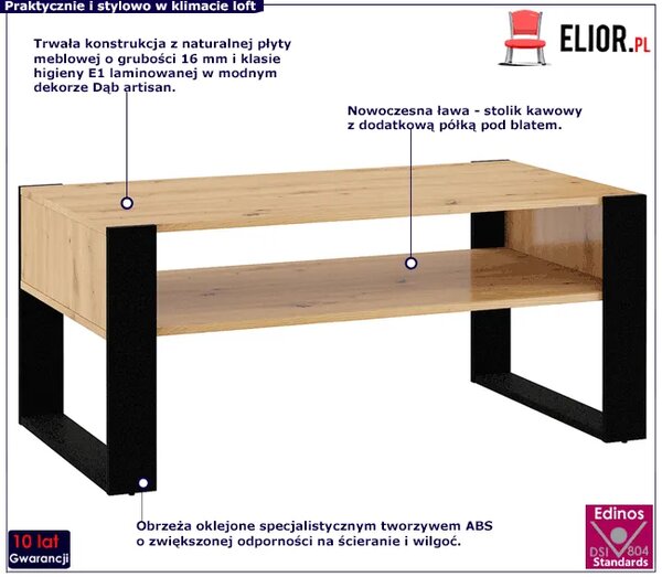 Ława dwupoziomowa dąb artisan E8-E46