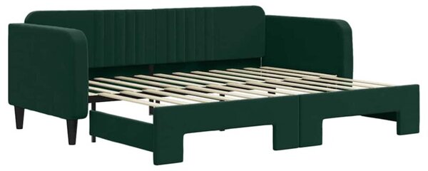 Sofa rozsuwana, ciemnozielona, 90x200 cm, aksamit