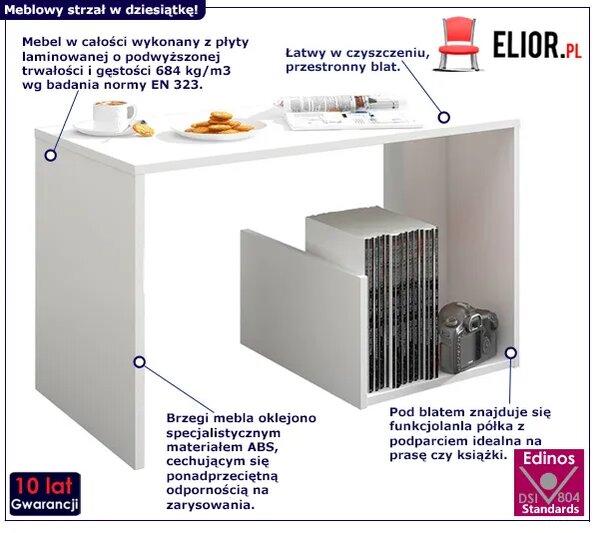 Biały stolik kawowy do salonu G7-R47